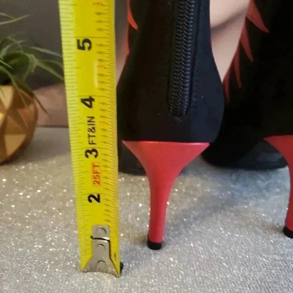 Ashro Red and Black Zig Zag Greccia Bootie Boots - Picture 9 of 9